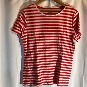 croft & barrow Red and White Striped Short Sleeve Tee